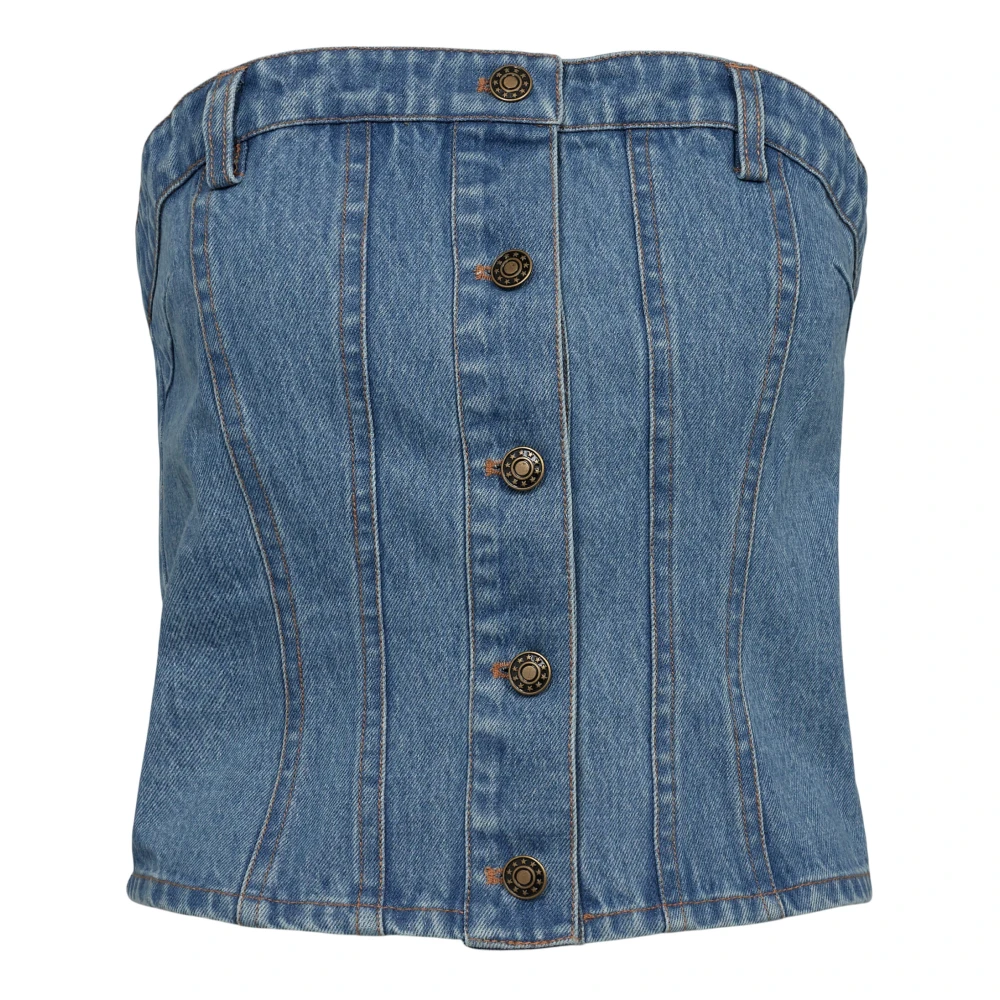 Designers Remix Denim Strapless Top voor de zomer Blue Dames