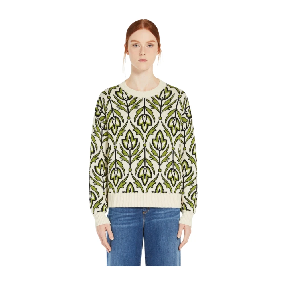 Max Mara Groene Jacquard Trui Comica Stijl Green Dames
