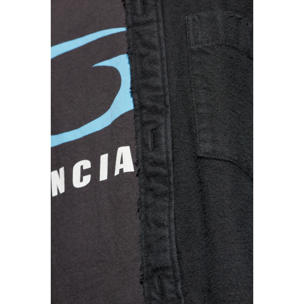 Balenciaga Overhemd met ingenaaid T-shirt Black Heren