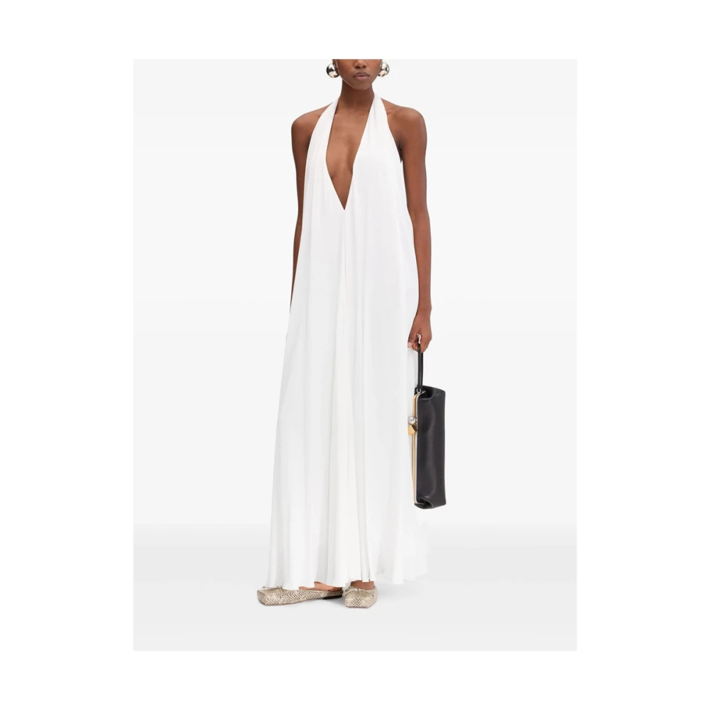 Jacquemus Witte V-hals Open Rug Jurk White Dames