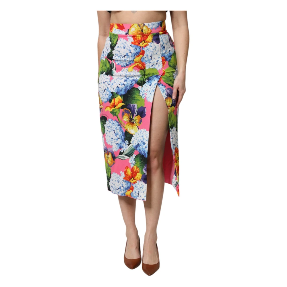 Dolce & Gabbana Women's Multicolor Midi Skirts, S, Floral High Waist Midi Skirt