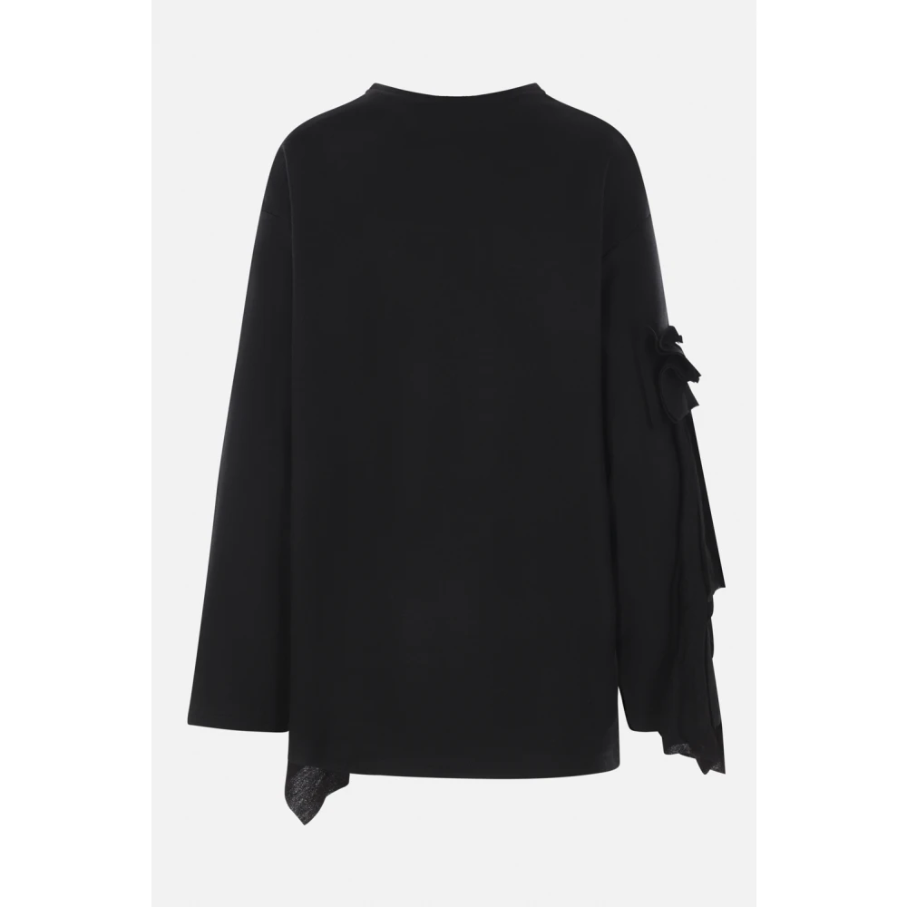 Yohji Yamamoto Zwart Wol Zijde Pullover Sweater Black Dames