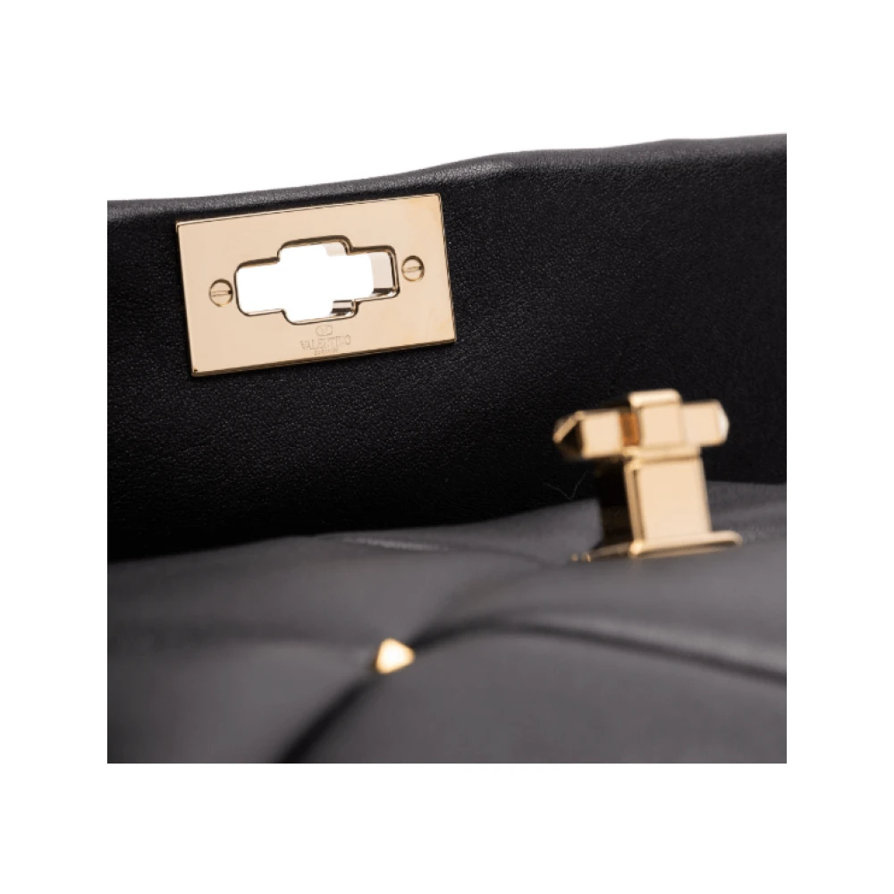 Valentino Zwarte Leren Schoudertas met Diamantquilting Black Dames