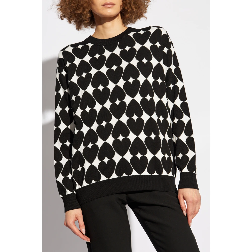Moschino Trui met geborduurd patroon Black Dames