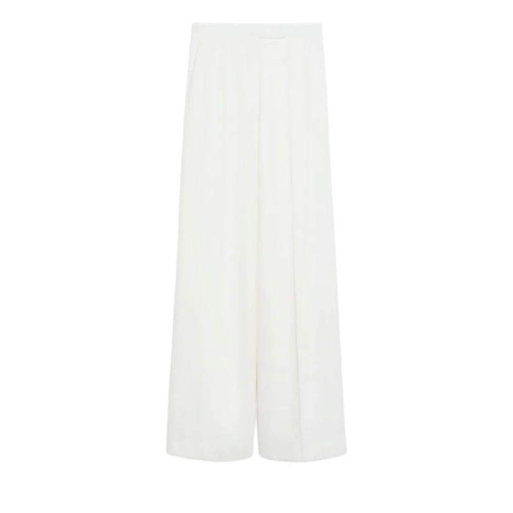 Max Mara , Wide Trousers, Female, White, Xs, Luxury Wool Wide-Leg Trousers