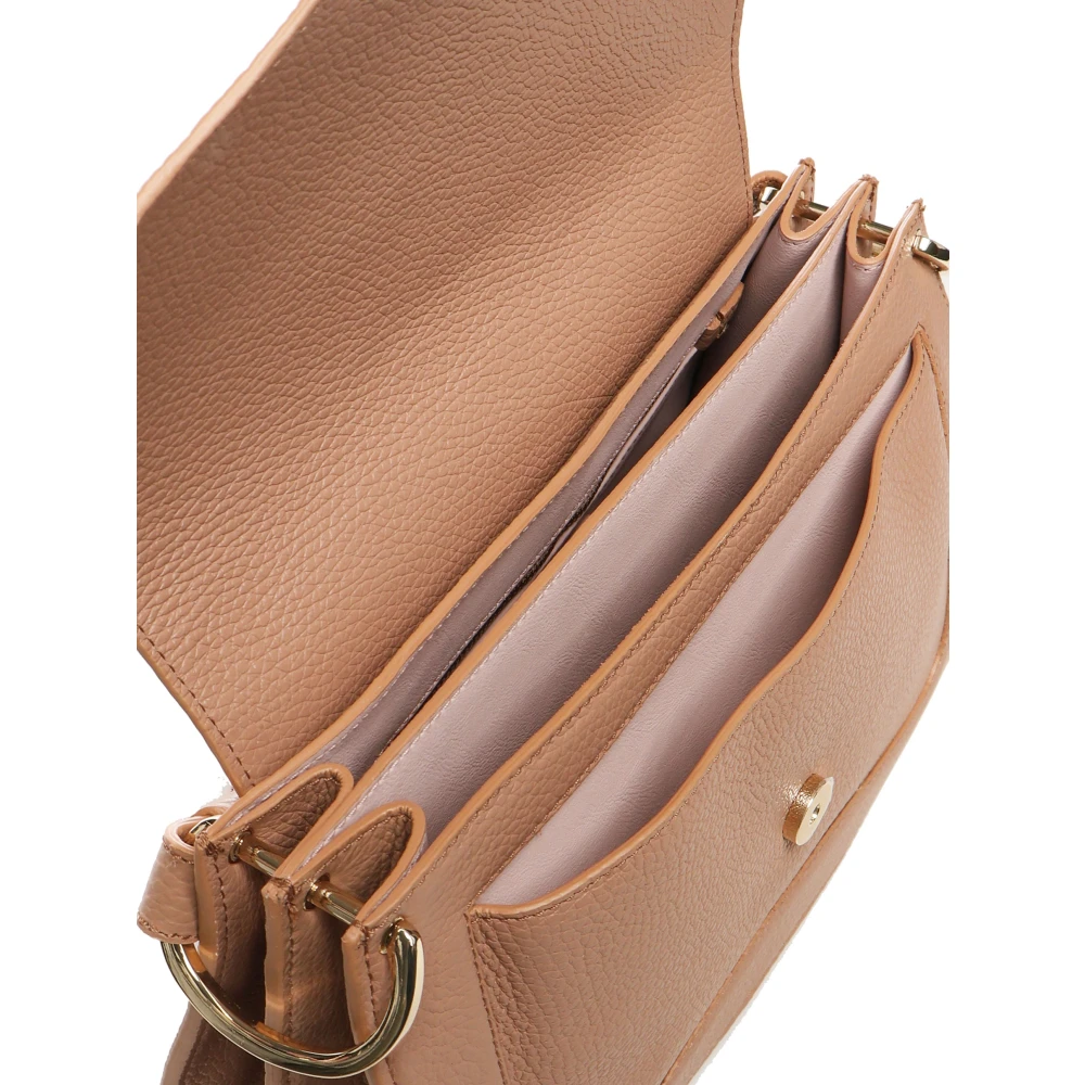 Coccinelle Leren schoudertas met magneetsluiting Beige Dames