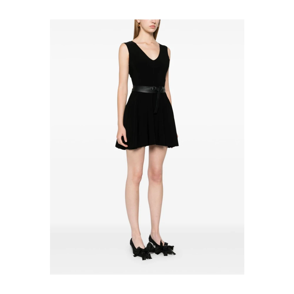 Norma Kamali Zwarte V-hals Mouwloze Jurk Black Dames