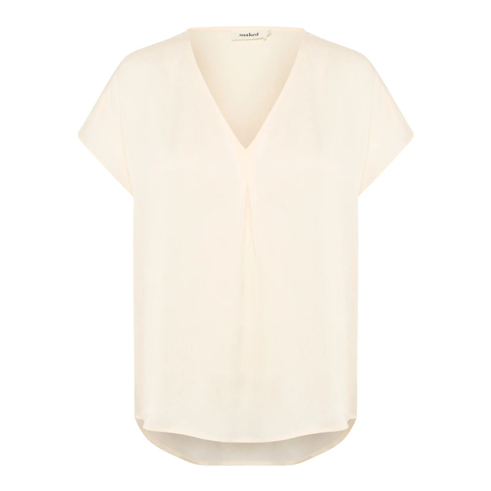 Soaked In Luxury Women's White Blouses, Xl, Whisper Feminine Top With V-Neck