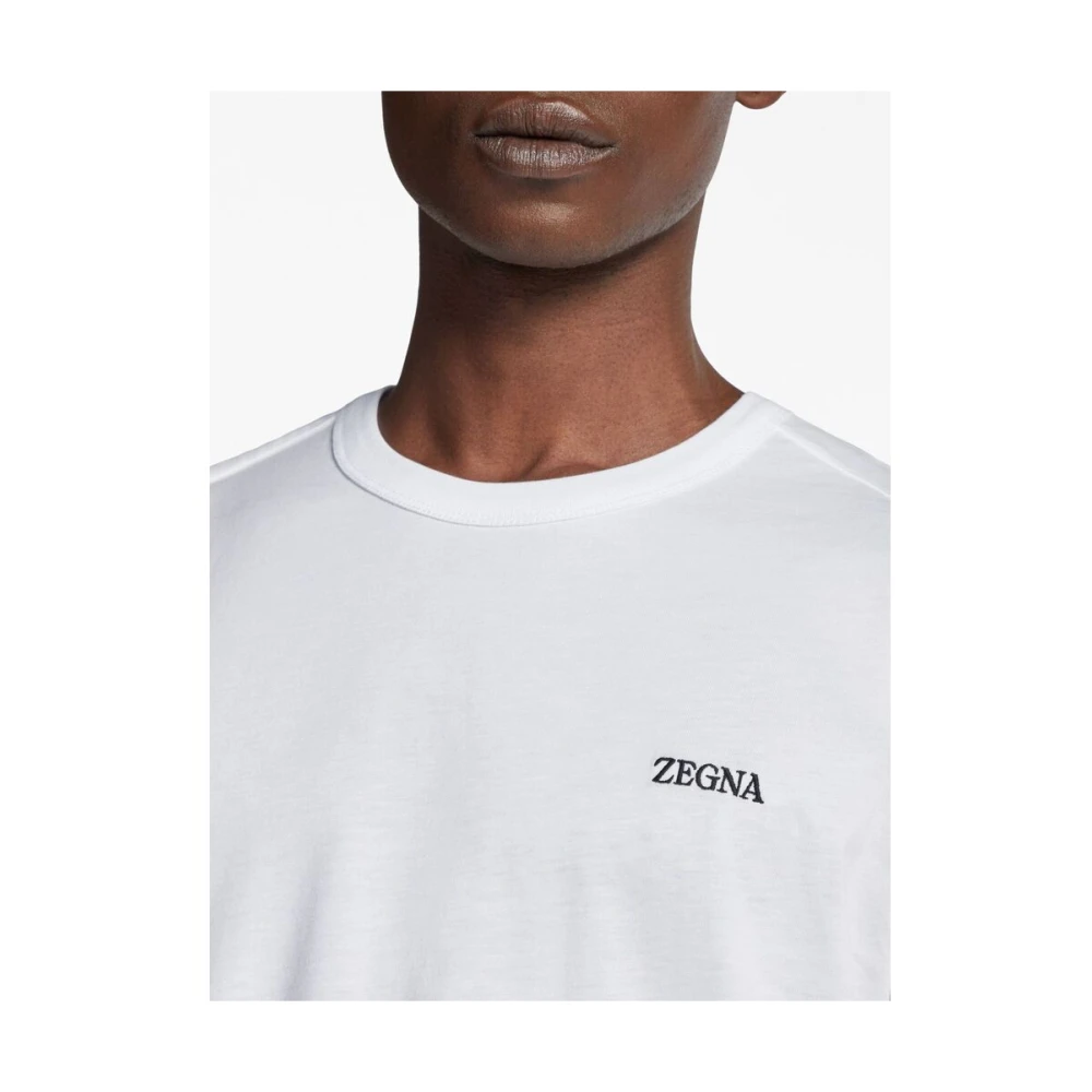 Ermenegildo Zegna Geborduurd Logo Crew Neck T-shirt White Heren