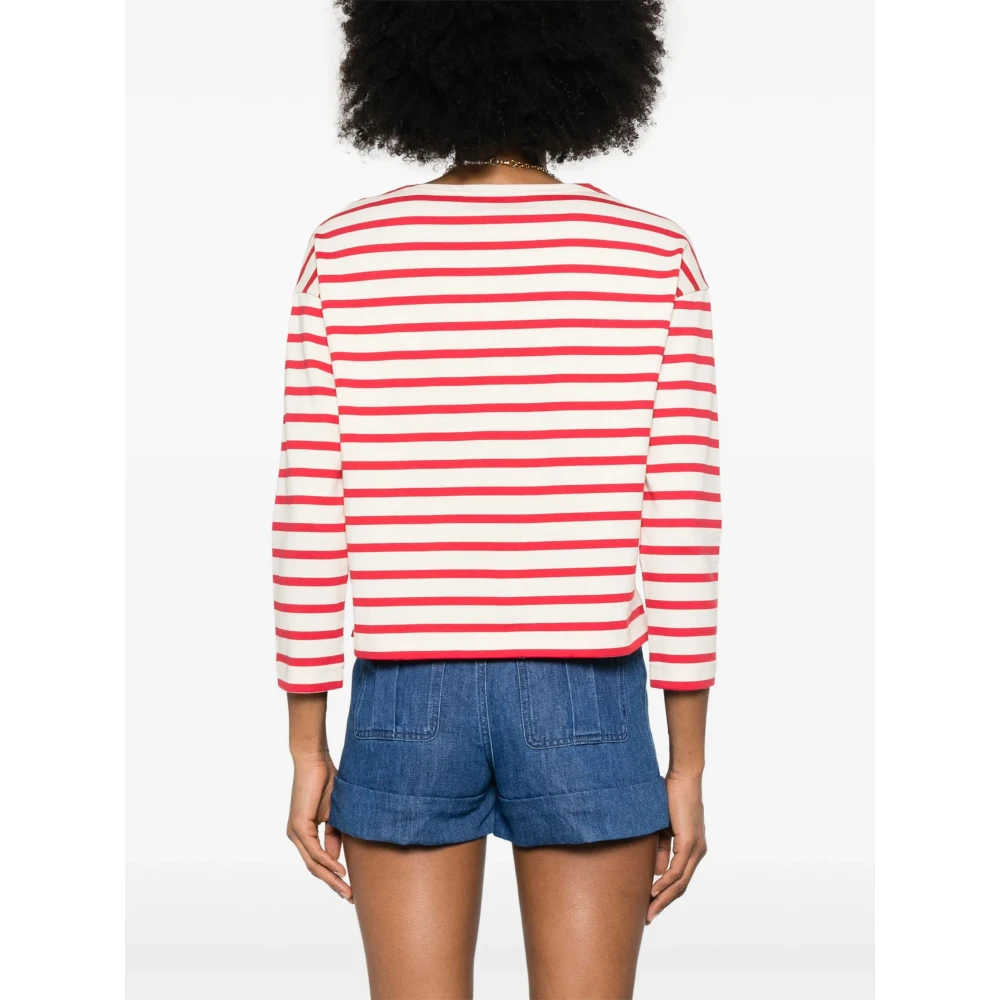 Valentino Garavani Gestreept Logo Longsleeve Shirt Red Dames