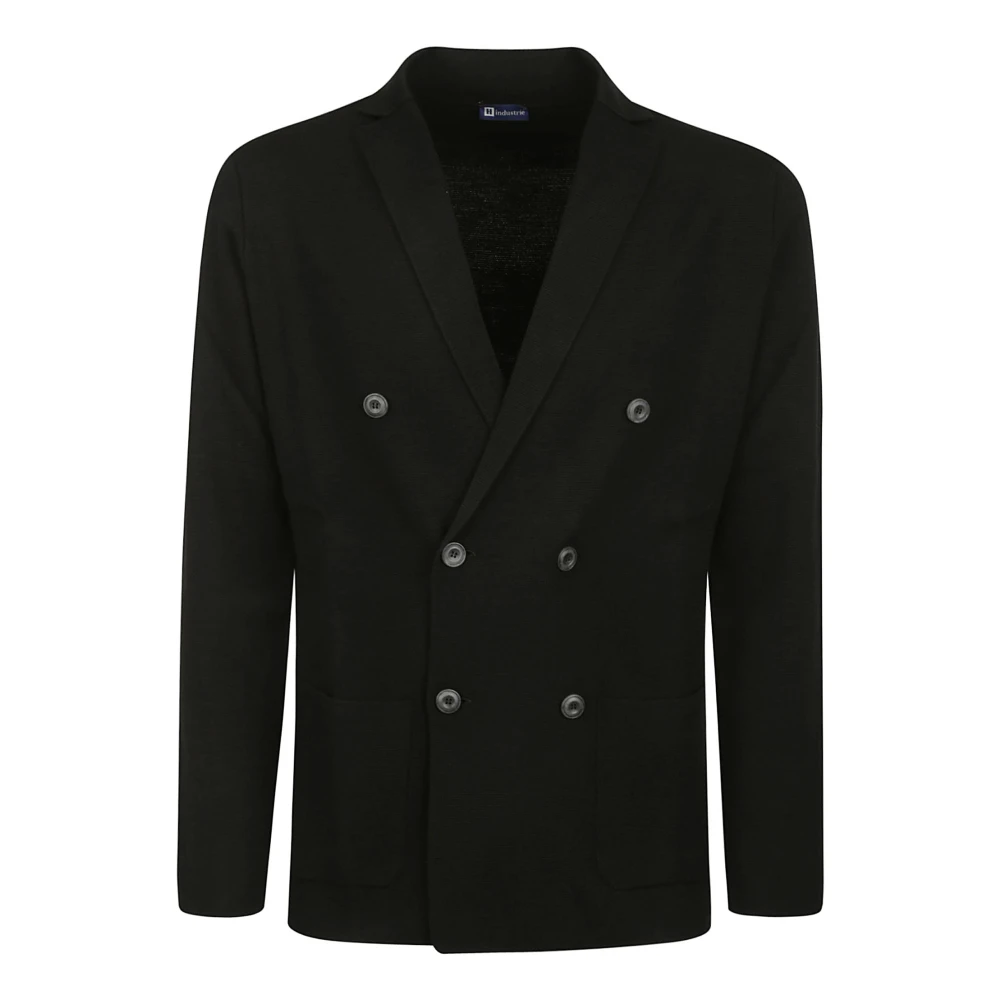 Filippo De Laurentiis Zwart Wol Double-Breasted Jas Black Heren
