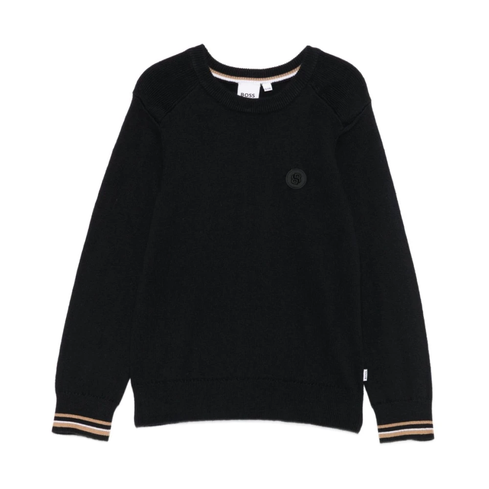 Hugo Boys Black Kids Sweatshirts, 4 Y, Crew Neck Jumper