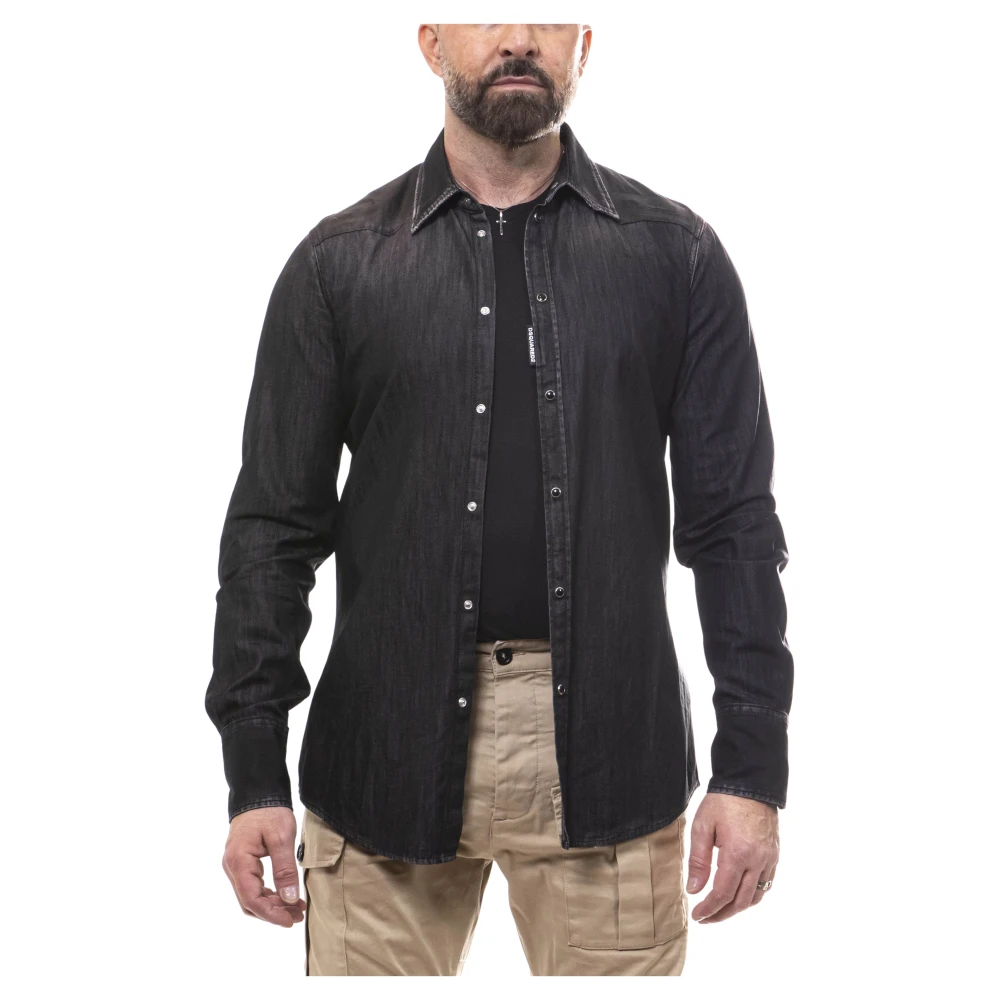 Dsquared2 Black Casual Shirts, Male, 2XL, Men's Shirt 900
