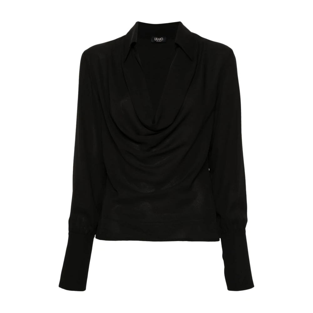 Liu Jo Zwarte Gedrapeerde Strass Shirt Black Dames
