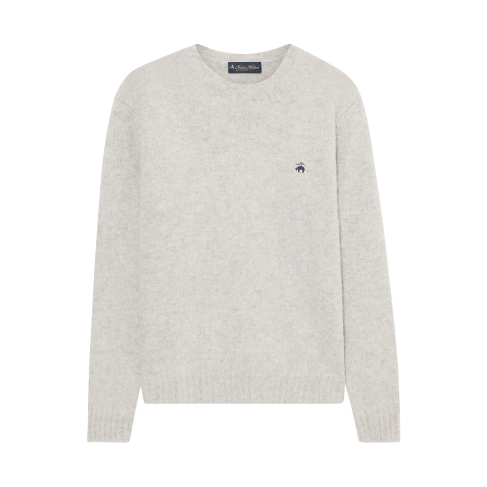 Brooks Brothers Men's Gray Round-Neck Knitwear, 3XL, Shetland Wool Crewneck