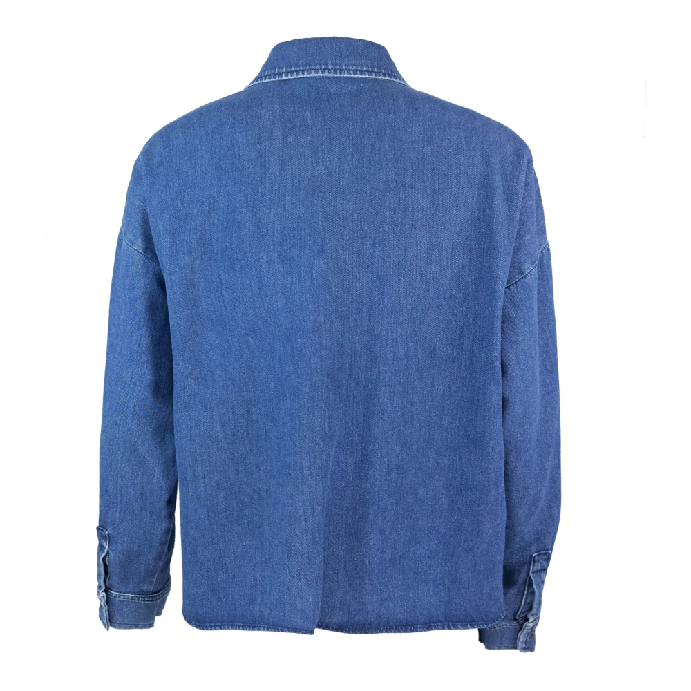 Max Mara Blauwe Boxy Shirt met Asymmetrische Zoom Blue Dames