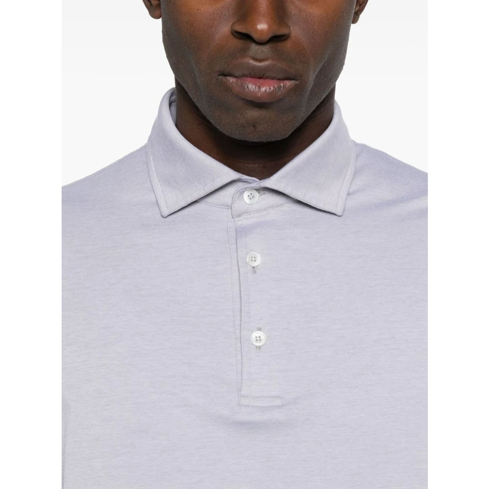 Fedeli Grijze Polo Shirt met Knoopsluiting Gray Heren
