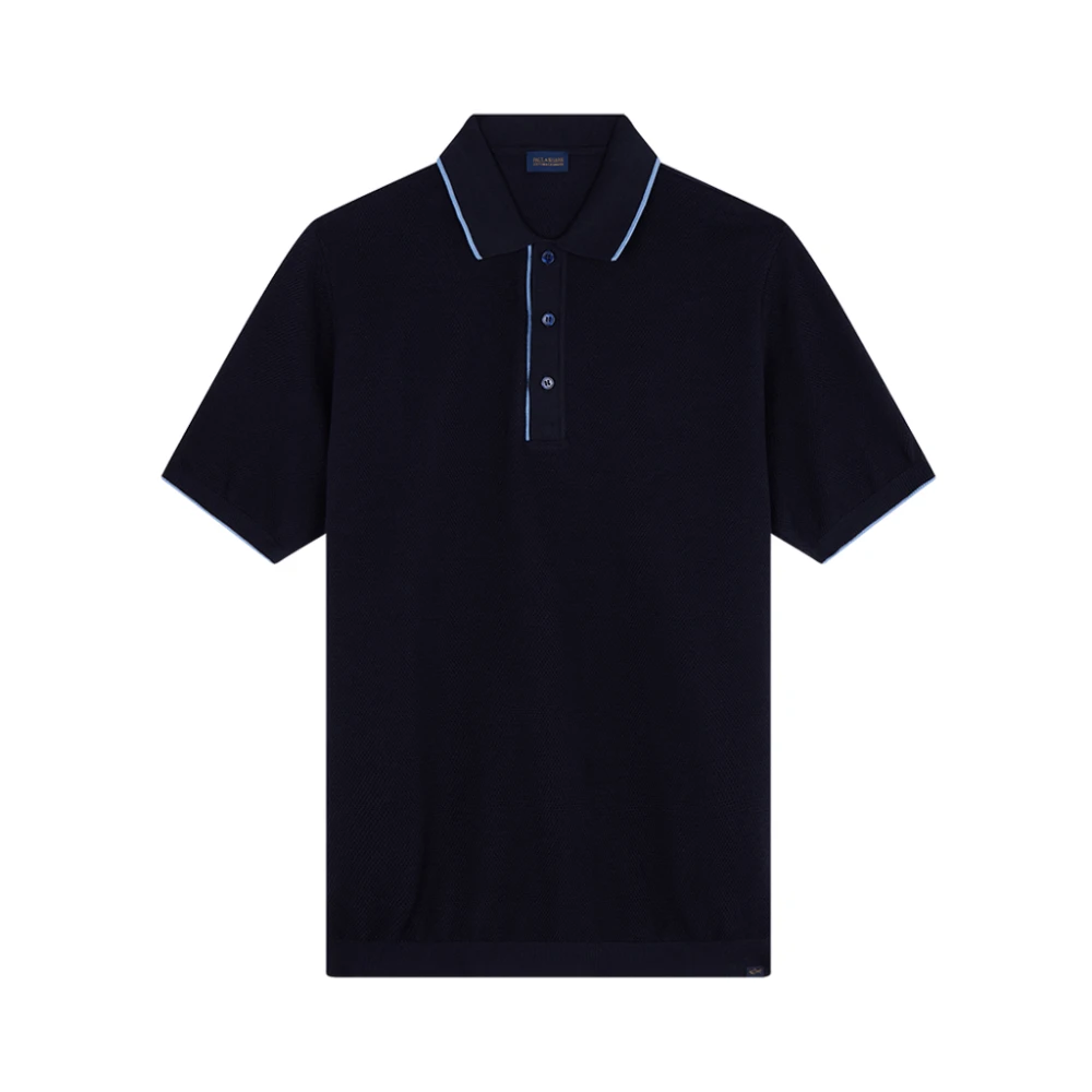 Paul & Shark Men's Blue Contrast Detail Polo Shirt In Cotton-Cashmere