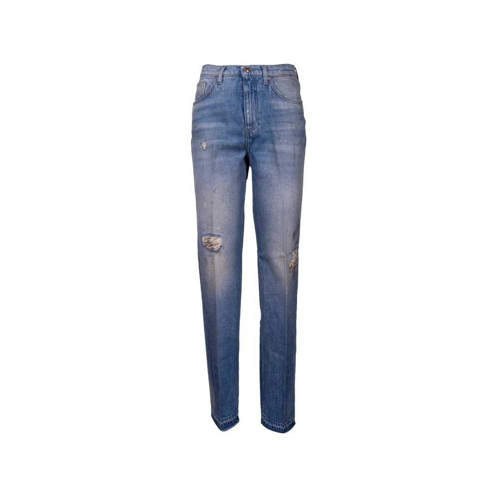 Don The Fuller Hoge taille rechte pijp jeans met verouderd effect Blue Dames