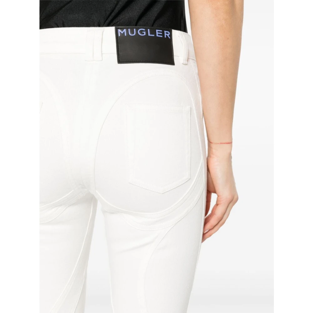 Mugler Witte Denim Jeans met Contraststiksels White Dames