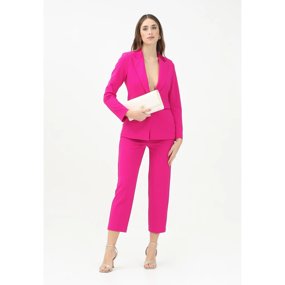 ViCOLO Fuchsia Elegant Straight-Cut High-Waist Trousers Pink Dames