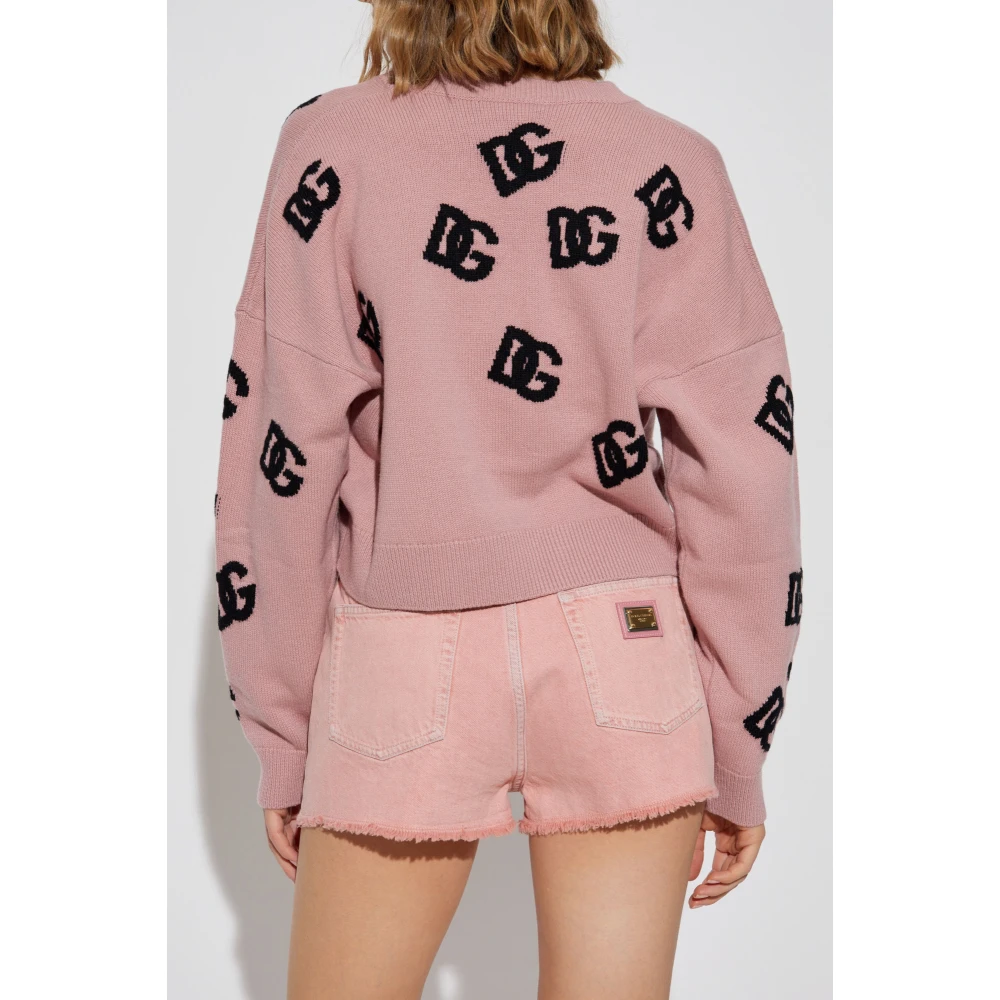 Dolce & Gabbana Cardigan met monogram Pink Dames