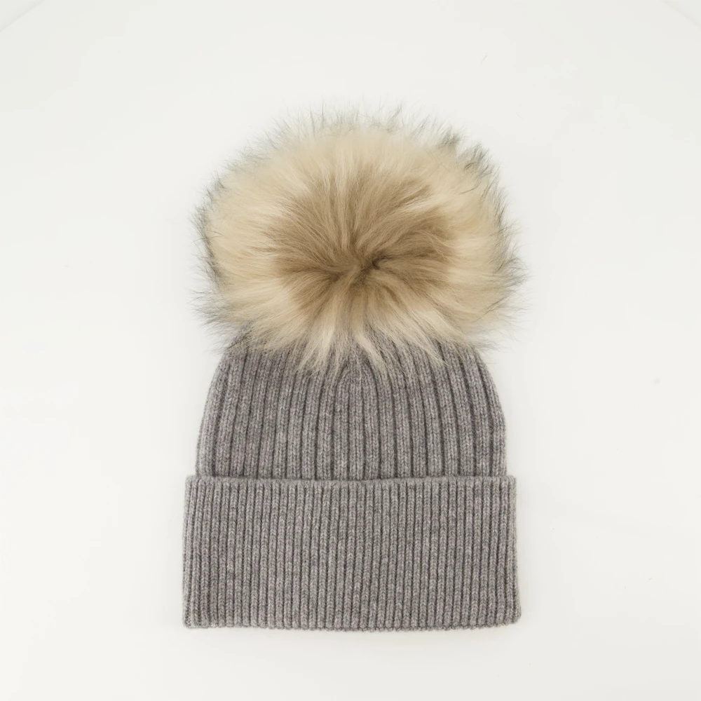 Moncler Pom Kasjmier Beanie Grijs Gray Dames
