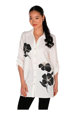 Blommig tunika-blus