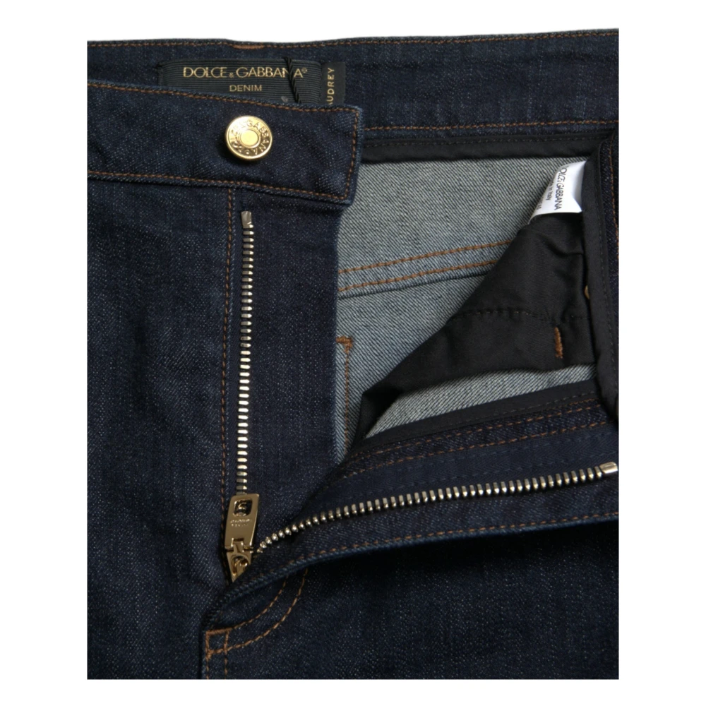 Dolce & Gabbana Blauwe Mid-Waist Stretch Denim Jeans Blue Dames