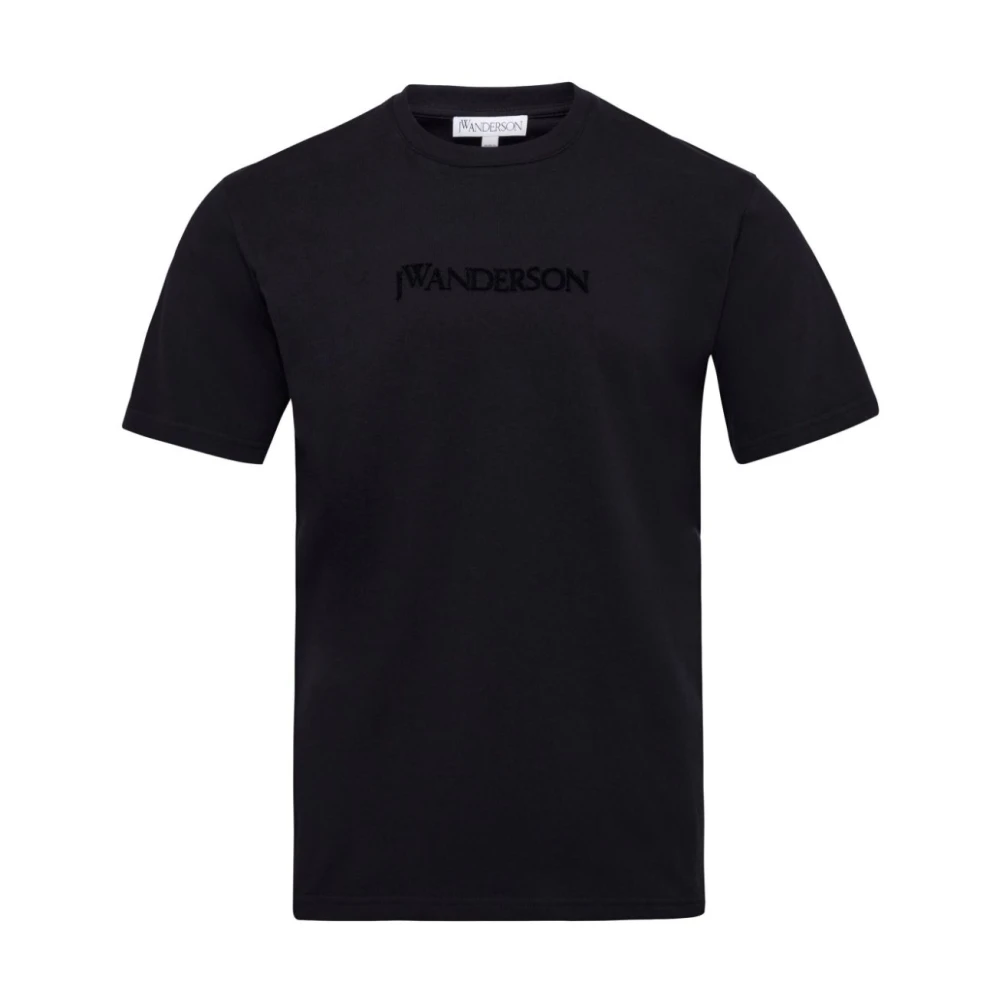 JW Anderson Zwart Katoenen Jersey Crew Neck T-shirt Black Heren