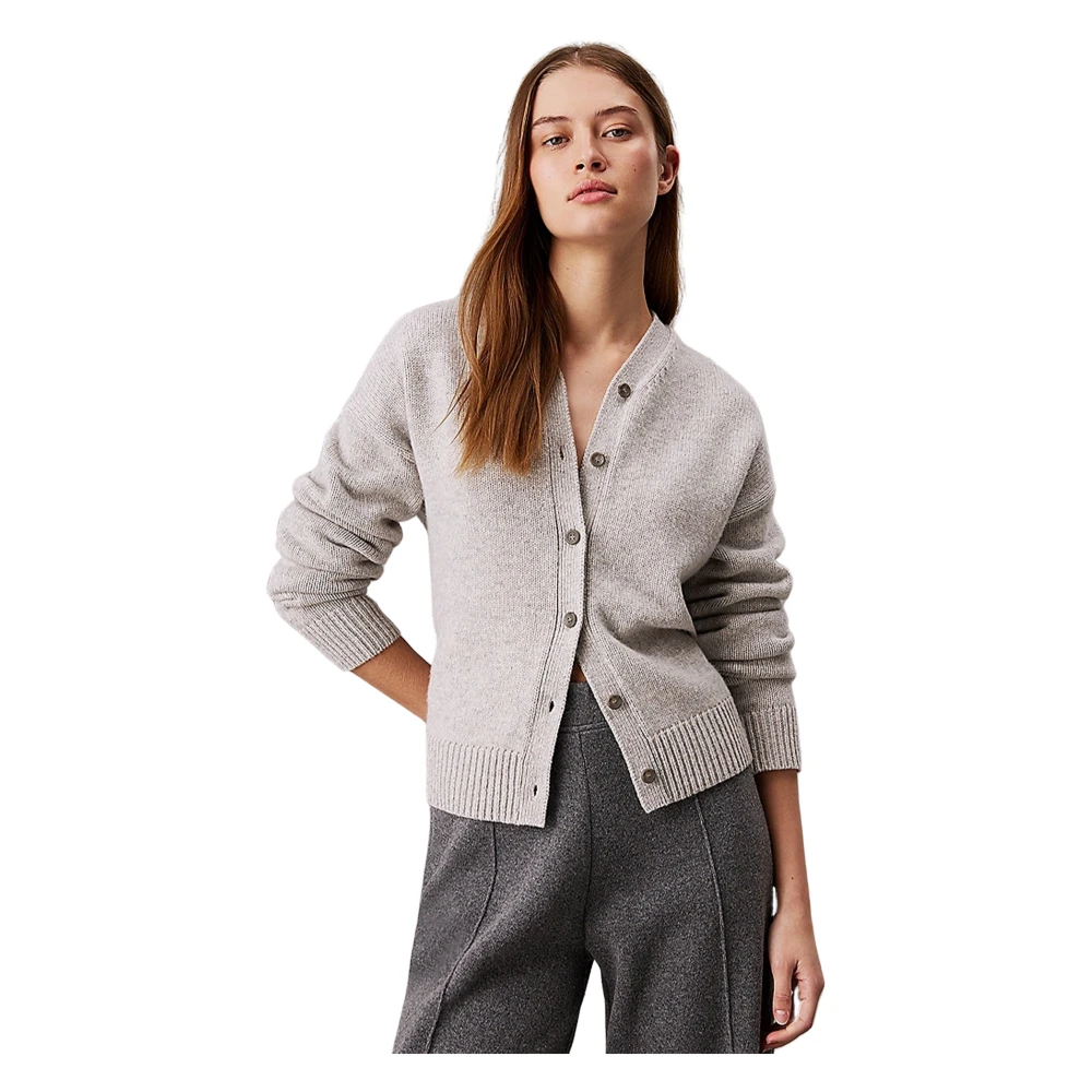 Calvin Klein Hoge V-hals Cashmere Blend Vest Gray Dames