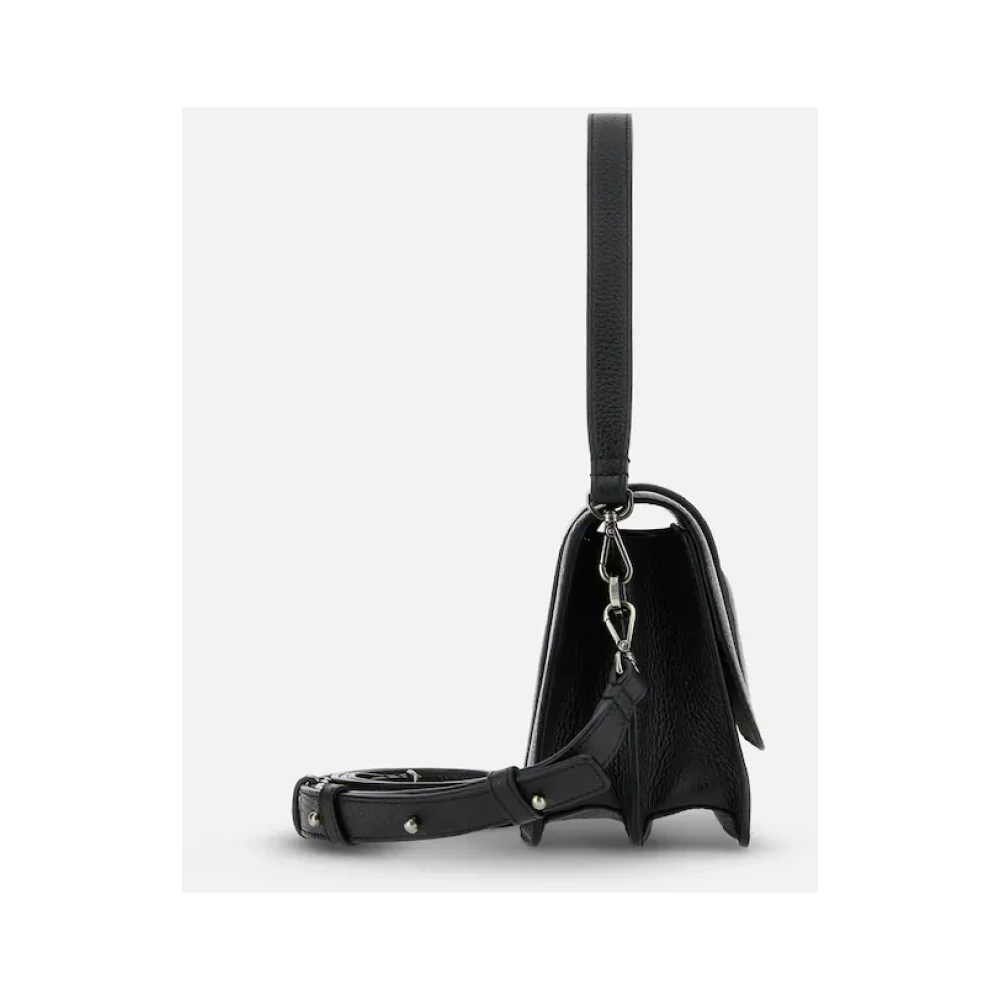 Hogan Gestanste Flap Leren Tas met Verwisselbare Handvat Black Dames