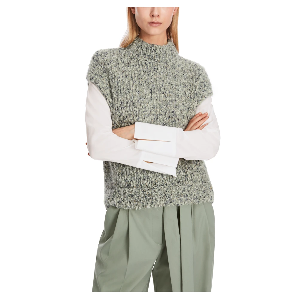 Marc Cain Mouwloze Bouclé Gebreide Trui White Dames