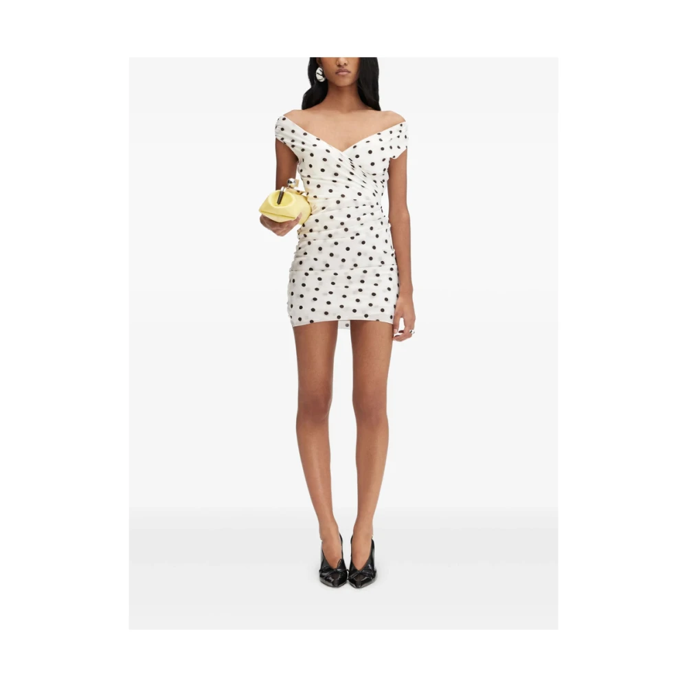 Jacquemus Witte polka dot diepe V-hals jurk White Dames