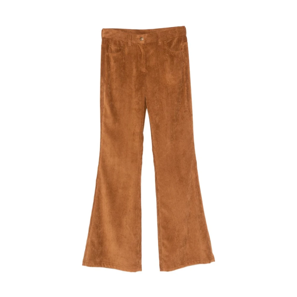 Moncler , Wide Trousers, Female, Beige, Xs, Corduroy Wide Leg Trousers