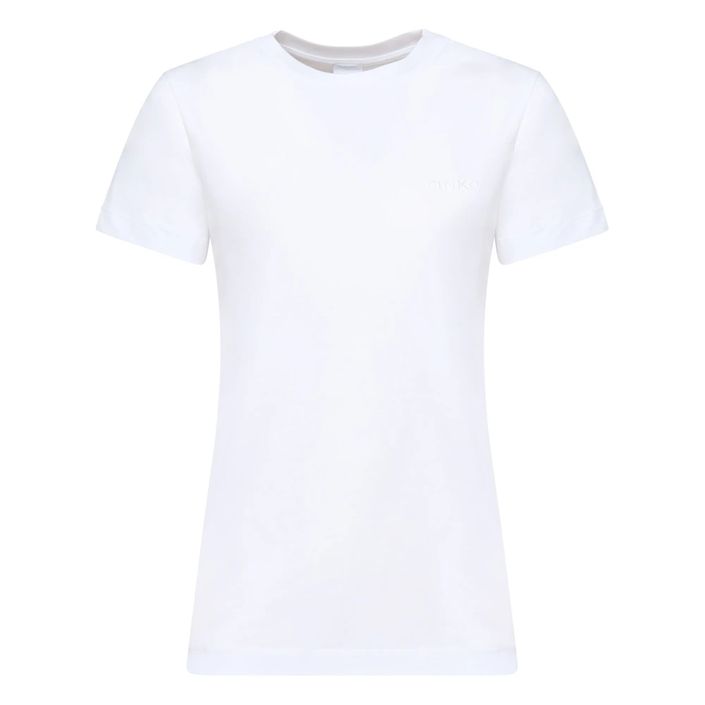 Pinko Wit T-shirt met geborduurd logo White Dames