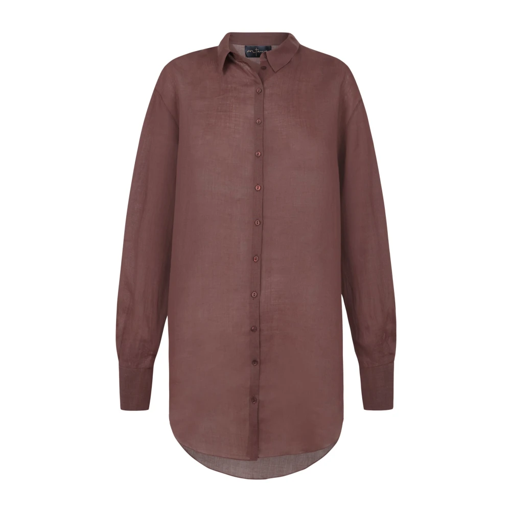 Cortana Rosewood Oversize Ramie Shirt Purple Dames