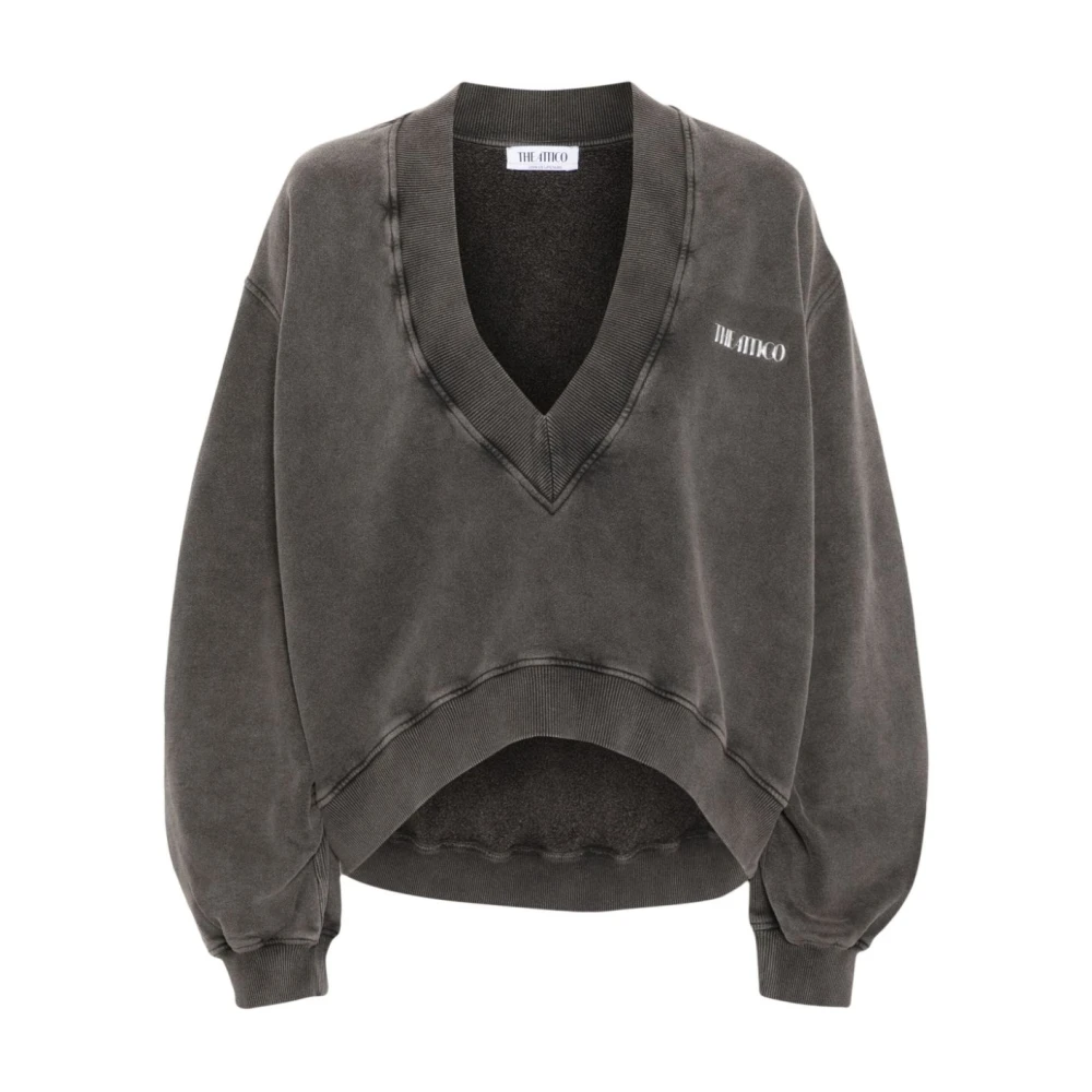 The Attico Comfortabele V-Hals Sweater met Logo Detail Gray Dames