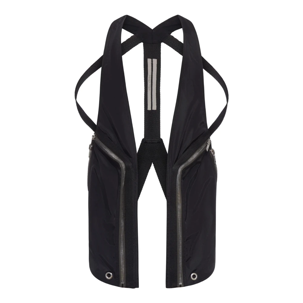 Rick Owens Black Waistcoats, Male, M, Nylon Zip Vest
