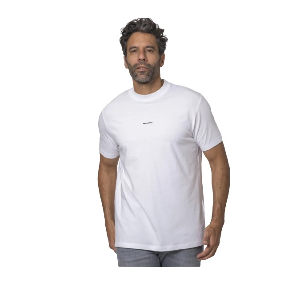 Karl Lagerfeld Wit Logo T-shirt Korte Mouwen Stretch White Heren