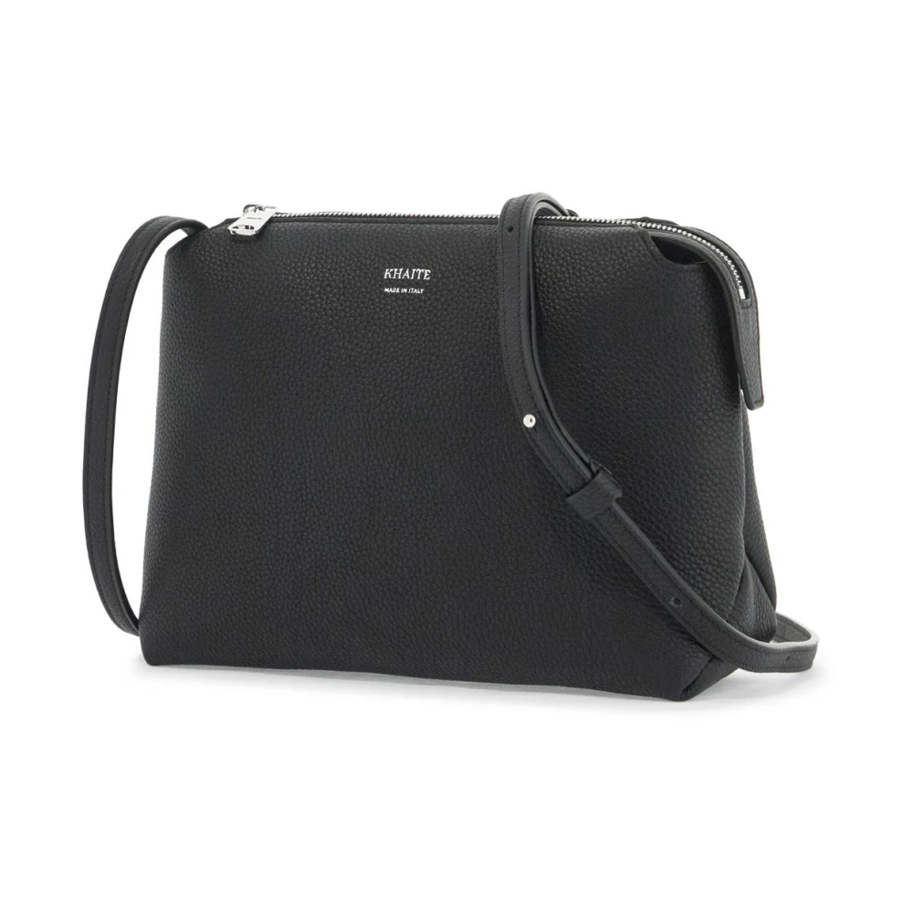 Khaite Gehamerde leren clutch met uitbreidbare zijkanten Black Dames