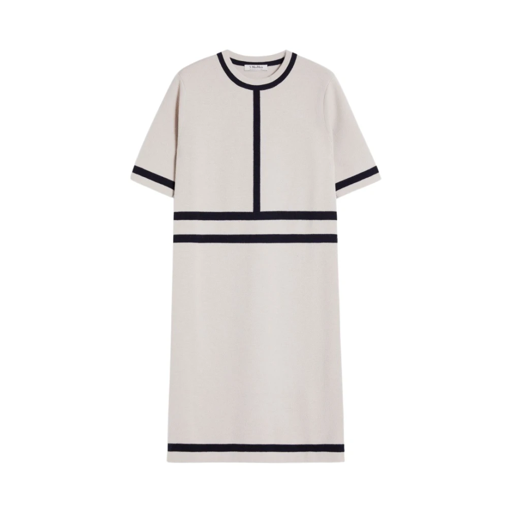 Max Mara Gebreide Jurk met Geometrisch Patroon Odissea White Dames