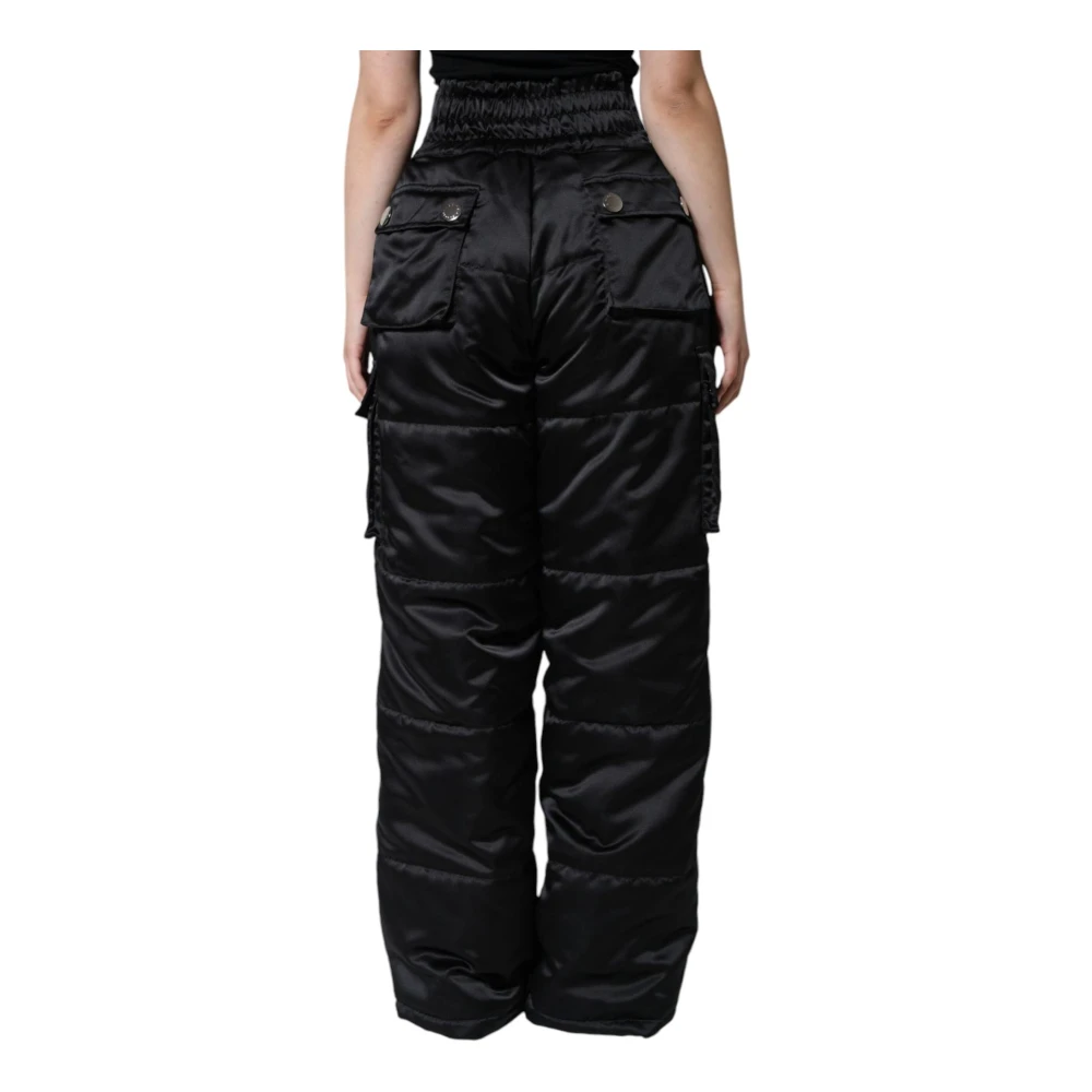 Dolce & Gabbana Zwarte Boot Cut Broek Hoge Taille Black Dames