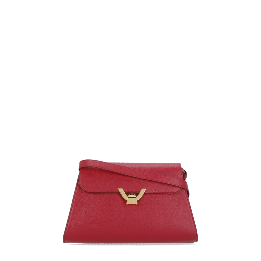 Coccinelle Rode leren schoudertas met flap Red Dames