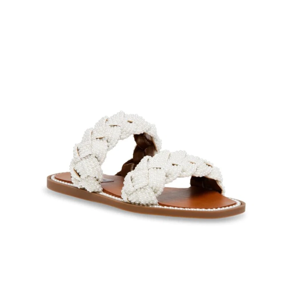 Steve Madden Somriga Sliders: Stiliga och Bekväma Platta Skor White, Dam