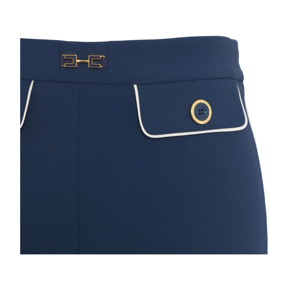 Elisabetta Franchi Blauwe Crêpe Broek Elegante Stijl Blue Dames