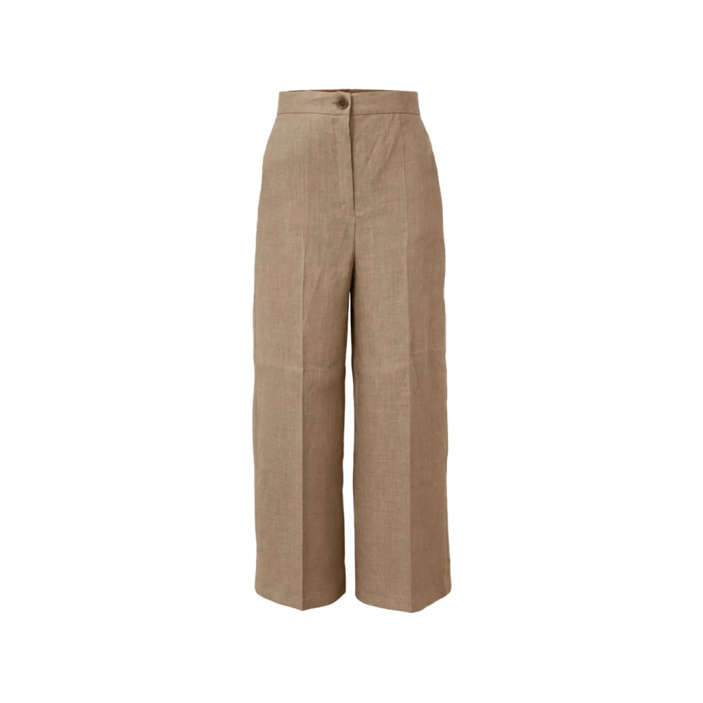 Marella Women's Beige Wide Trousers, Xl, Emme Button Trousers