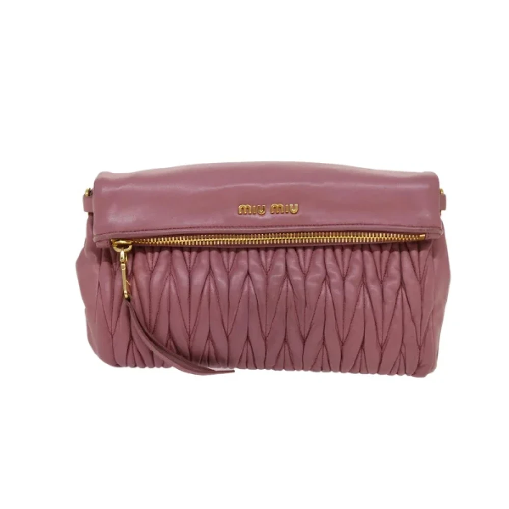 Miu Pre-owned Leather clutches Pink Dames