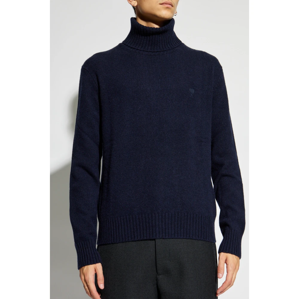 Ami Paris Cashmere Turtleneck Blue Heren