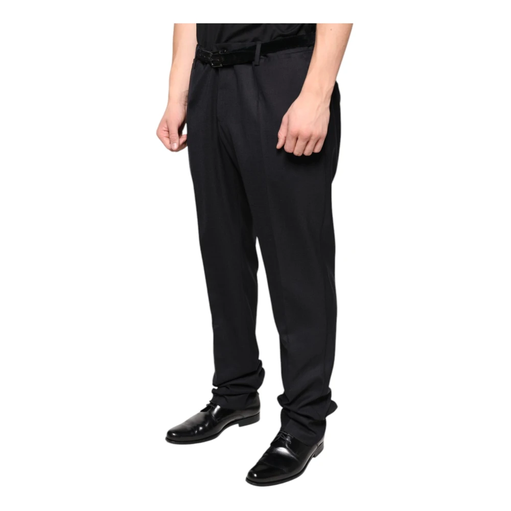 Dolce & Gabbana Zwarte wollen Skinny Dress Broek Black Heren